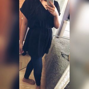 Black Blouse with Front Tie